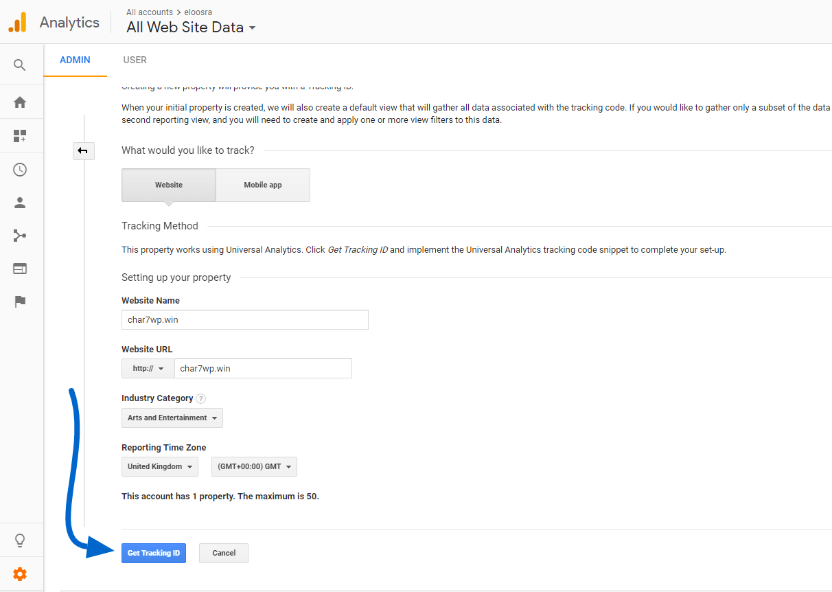 Analytics get tracking id