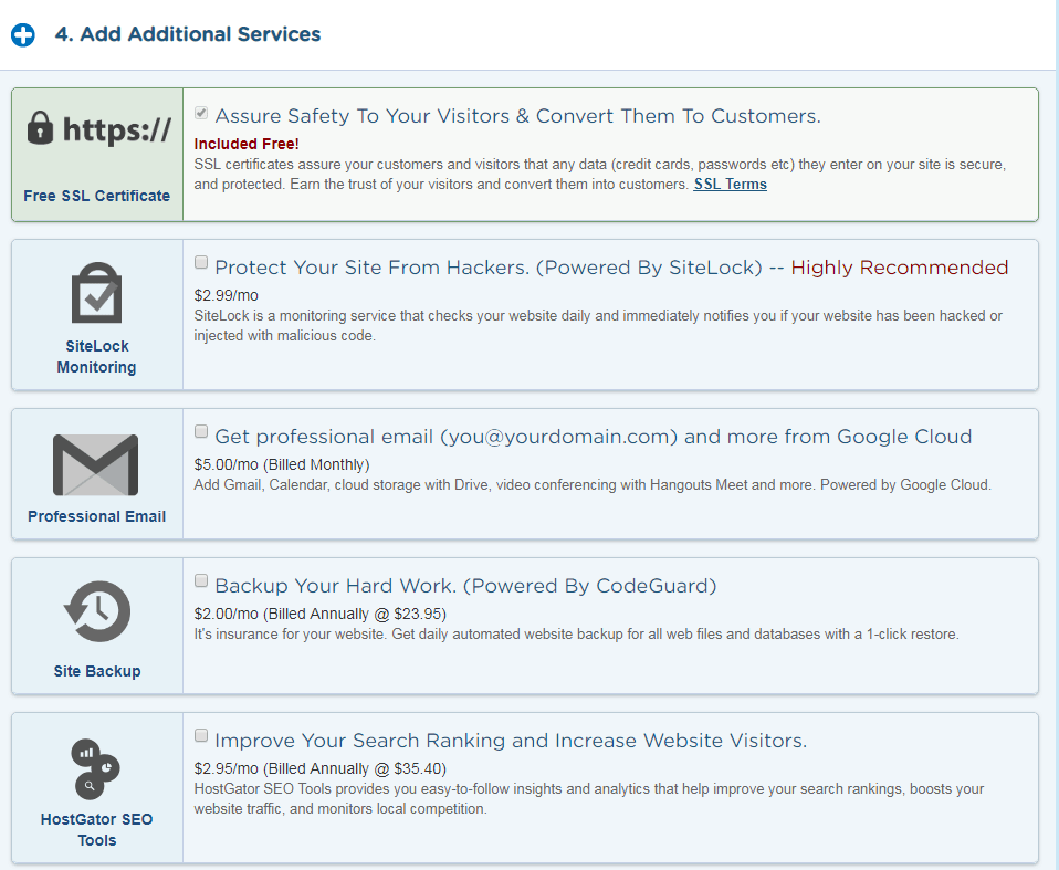 Add Additional Services