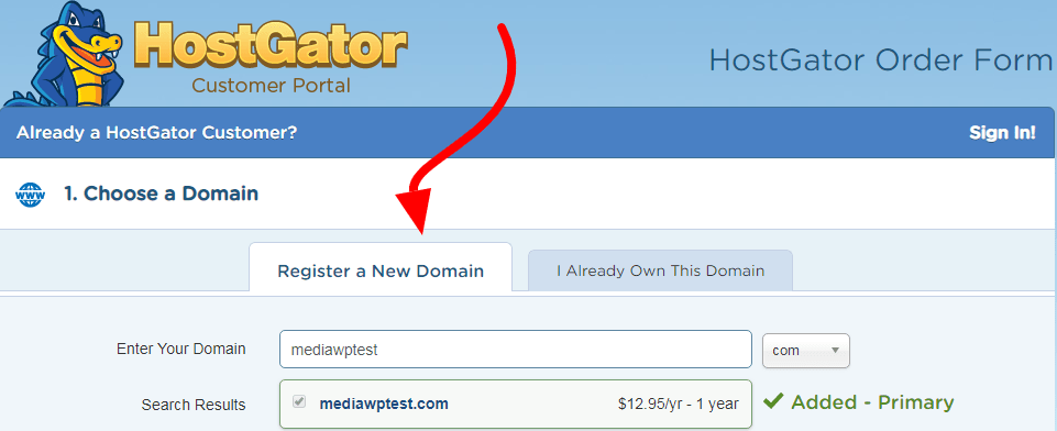 register a new domain
