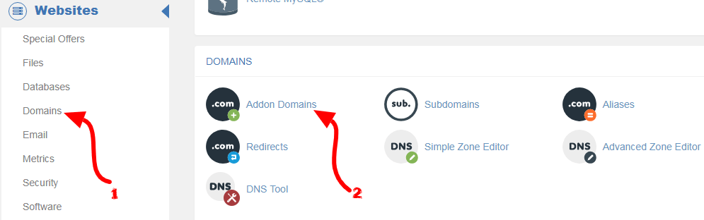 إضافة دومين